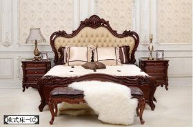 原木护墙板系列欧式床-02