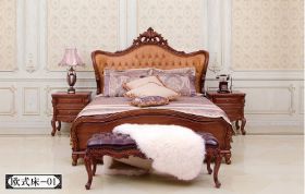 原木护墙板系列欧式床-01