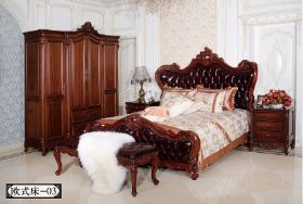 原木护墙板系列欧式床-03